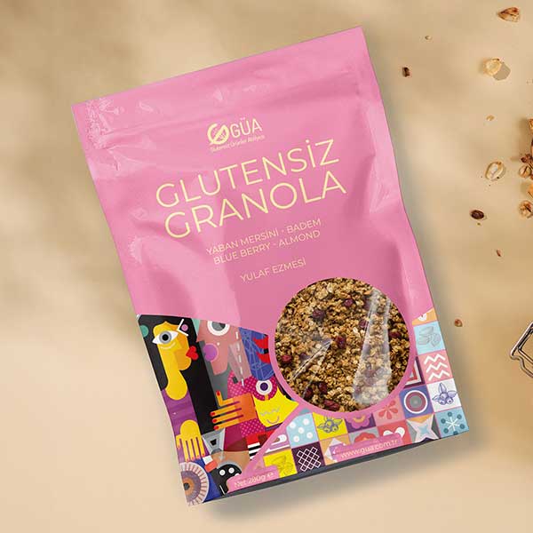 custom granola packaging pouches with window