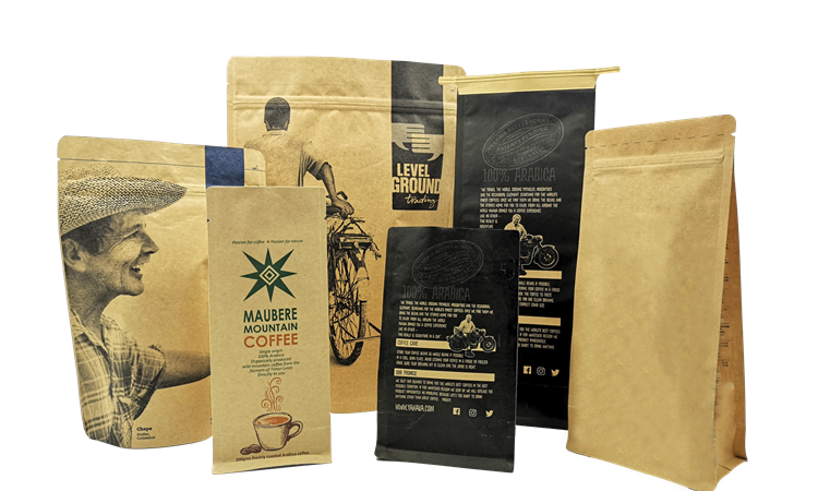 different size of sustainable coffee bags
